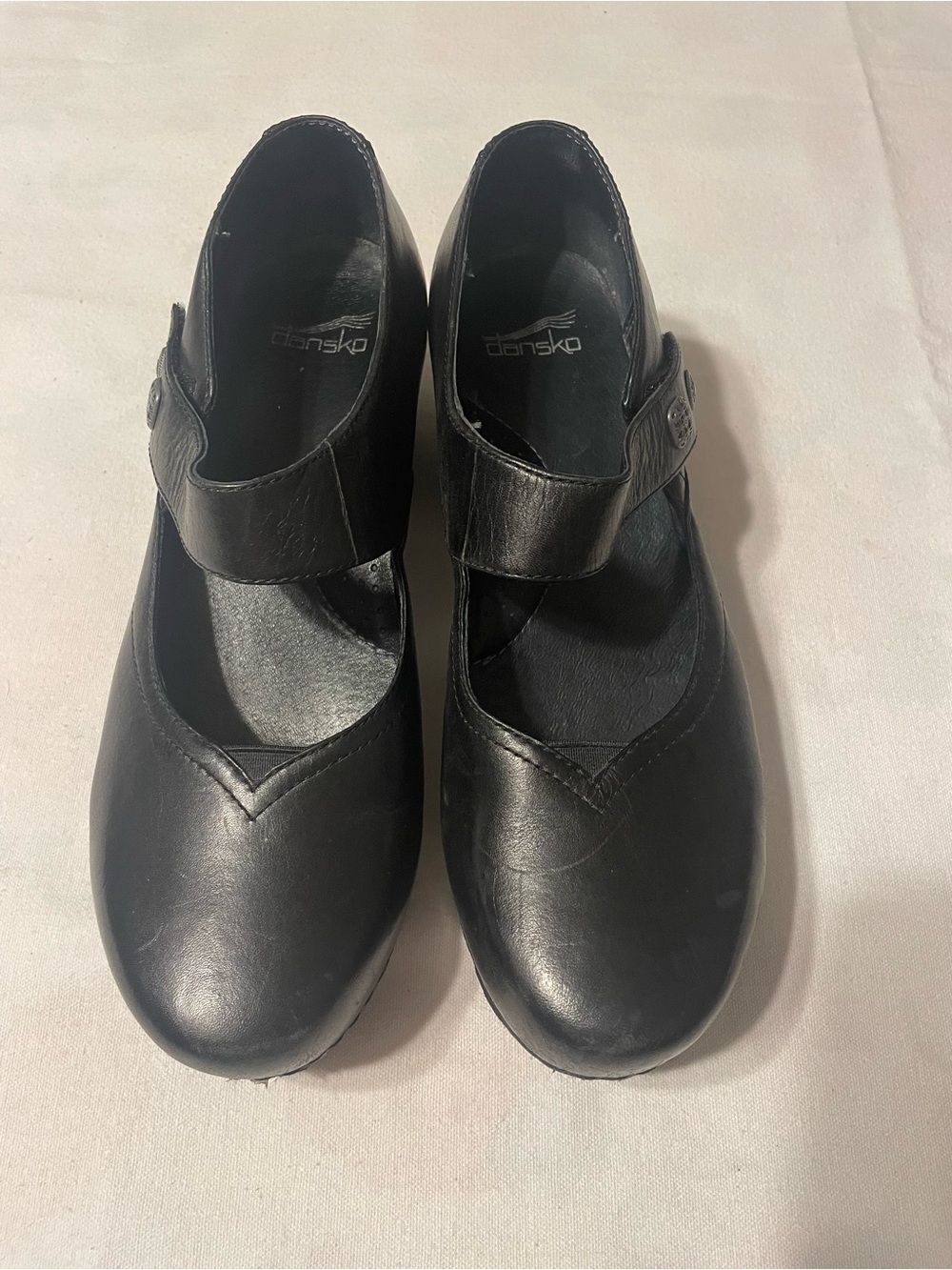 Dansko Black Leather Mary Jane Clogs